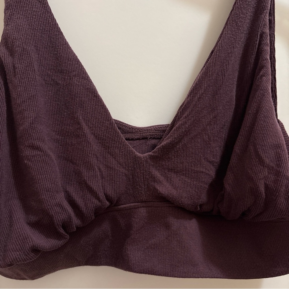 Parade Women’s Lush Ribbed Bralette Chocolate Brown Size 1.5 No Padding - Picture 2 of 6